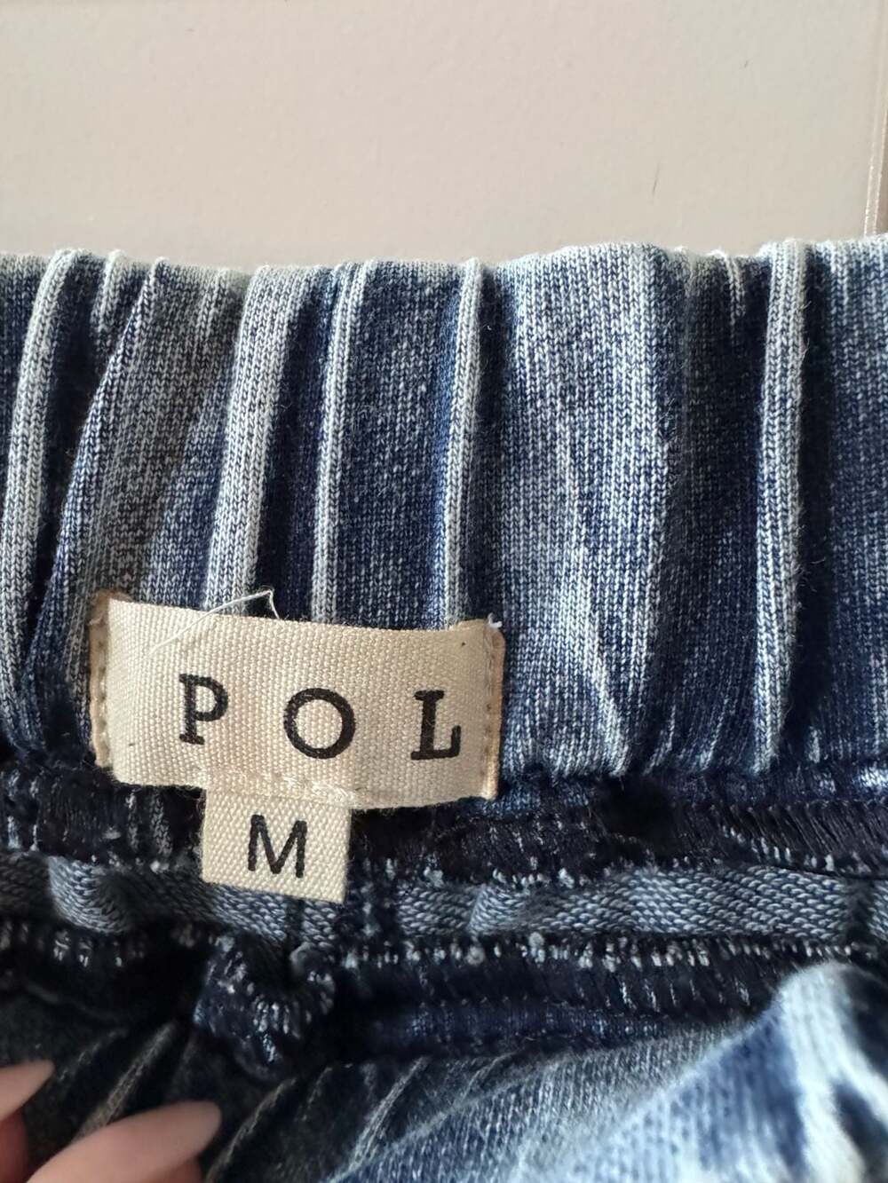 POL Acid Wash Wide-Leg Drawstring Jeans with ‘GRACE' and 'PEACE LOVE' Patches - Picture 3 of 3